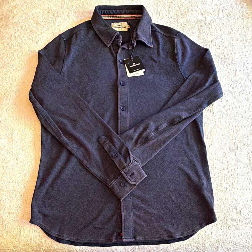 The Normal Brand Men's M Regular Solid Gray Long Sleeve Button Collared Polo